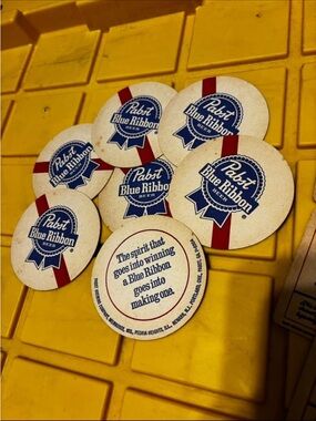 Pabst Blue Ribbon White & Blue Beer Coasters - Pack of 16